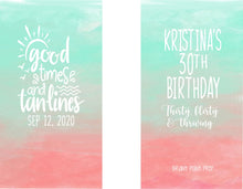 Load image into Gallery viewer, Good Times Slim party huggers. Skinny Beach favors. Personalized Lake Birthday or Bachelorette Favors. Slim Can Ombre Beach party favor!