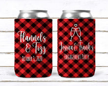 Load image into Gallery viewer, Red Flannel Party Huggers. Slim can Engagement or Shower! Plaid Bachelorette or Birthday Party Favors. Red plaid Wedding Party Favors! !