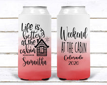 Load image into Gallery viewer, Slim Camping Party Huggers. Bachelorette or Girls Weekend Camping Favors! Glamping Party. Slim Mountain Birthday Favors! Slim Camp Birthday.
