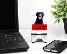 Load image into Gallery viewer, Black Lab Personalized Cell Phone Stand