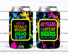 Load image into Gallery viewer, 80's Theme Party Huggers. Neon 80's Birthday or Bachelorette Huggers. Retro Birthday Coolies. 80's Prom Party favors!