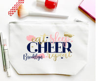 Load image into Gallery viewer, Cheer Personalized Make Up bag. Custom Cheerleading bag. Personalized Cheer Make up Bag. Personalized Cheer Team Gift! Cheerleading Gift.