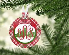 Load image into Gallery viewer, Nashville Ornament. Monogrammed Nashville Christmas Gift! Great Nashville Stocking Stuffer! Personalized Nashville Ornament!