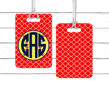 Load image into Gallery viewer, Softball Quatrefoil Bag Tag. Monogrammed Softball bag tag! Softball gift. Great Softball team or Softball Coaches gift.