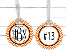 Load image into Gallery viewer, Softball Bag Tag. Monogrammed Tag Perfect on a Softball bag or luggage! Softball player gift. Great team or Coaches gift. Custom colors!