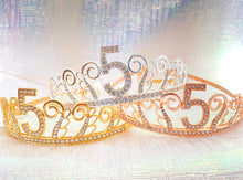 Load image into Gallery viewer, 5th Birthday tiara, 5th Birthday Gift, 5th Birthday Party Tiara, 5th Birthday Crown, 5th Birthday Party Decoration, 5 year old girl gift!