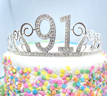 Load image into Gallery viewer, 91st Birthday tiara, Birthday Headband, 91 Birthday Party Tiara, 91 Birthday Crown, 91 Birthday Party Decoration, 91st present