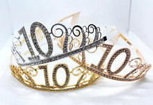 Load image into Gallery viewer, 10th Birthday tiara, 10th Birthday Gift, 10th Birthday Party Tiara, 10th Birthday Crown, 10th Birthday Party Decoration, 10th present