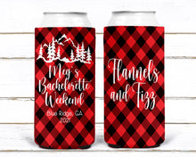 Load image into Gallery viewer, Plaid Slim party huggers. Skinny can party favors. Personalized Birthday or Bachelorette Party Favors. Slim Can Plaid bachelorette party!