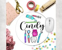 Load image into Gallery viewer, Dentist Mouse Pad. Custom Dental Personalized Gift. Perfect Dentist Desk Accessory! Custom Dental Assistant or Hygienist Gift!