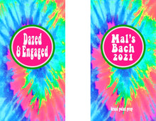 Load image into Gallery viewer, Tie Dye Personalized Huggers. Lake or River Party Favors. Tie Dye Party Favors! 70's Birthday or Bachelorette Tubing Party Favors!