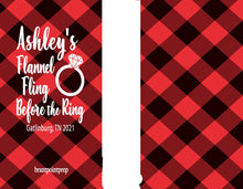 Load image into Gallery viewer, Plaid Slim party huggers. Skinny can party favors. Personalized Birthday or Bachelorette Party Favors. Flannel Fling bachelorette party!