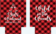 Load image into Gallery viewer, Plaid Mountain Party Huggers. Plaid Bachelorette or Birthday Party Favors. Asheville Bachelorette Party Favors! Red Plaid Birthday too!