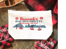 Load image into Gallery viewer, Ski Party Make Up bag. Great Ski Bachelorette or Girls Weekend Favors. Ski Weekend Make up Bag. Ski Party Cosmetic Bag!