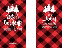 Load image into Gallery viewer, Plaid Slim party huggers. Skinny can party favors. Personalized Birthday or Bachelorette Party Favors. Flannel Fling bachelorette party!