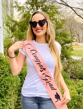 Load image into Gallery viewer, Graduation Girl Glitter 4" Satin Sash. Graduation Party Sash. Glitter Grad Party Sash. Glitter Graduation Party Gift. Grad Party Decor!