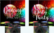 Load image into Gallery viewer, Disco Theme Party Drink Huggers. Disco 70's Birthday Party Huggers Dancing queen Dirty 30! Retro disco party favors. 70's theme Party Favors