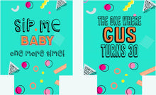 Load image into Gallery viewer, 90's Theme Party Huggers. 90's Birthday or Bachelorette Huggers. Retro Birthday Coolies. 90's Prom Party favors!