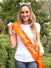 Load image into Gallery viewer, Graduation Girl Glitter 4" Satin Sash. Graduation Party Sash. Glitter Grad Party Sash. Glitter Graduation Party Gift. Grad Party Decor!