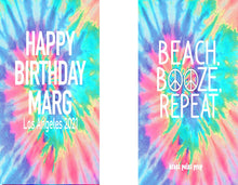 Load image into Gallery viewer, Tie Dye Personalized Huggers. 70s theme Party Favors. Tie Dye Party Favors! Disco theme Hippie 70's Birthday or Bachelorette Party Favors!
