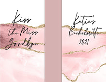Load image into Gallery viewer, Rose Gold Party huggers. Blush Agate Skinny can party favors. Personalized 21 30 40 50 60 Birthday Party Favors. Blush Slim Can Bachelorette