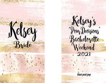Load image into Gallery viewer, Rose Gold "Glitter" Party Huggers. Slim Can Party. Personalized Bachelorette Party favors. Birthday Party Favors! White and Gold favors.