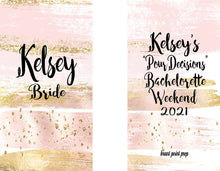 Load image into Gallery viewer, Rose Gold "Glitter" Party Huggers. Slim Can Party. Personalized Bachelorette Party favors. Birthday Party Favors! White and Gold favors.