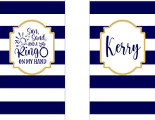 Load image into Gallery viewer, Navy and White "Glitter" Anchor Huggers. Nautical Bachelorette or Birthday Huggers. Nautical Slim Can Party Favors. Nautical Wedding Favors