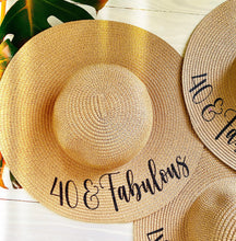 Load image into Gallery viewer, Beach Party Hat |Birthday Girl Hat |Birthday Favors | Bride Beach Hat | Dirty 30/ Bride to Be/ Floppy Beach Hat/Birthday Gift/Glitter