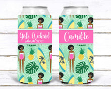 Load image into Gallery viewer, Tropical girls Party Huggers. Beach Birthday or Bachelorette Party Favors. African American Girl's Weekend. Beach Vacation Party Favors.