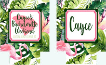 Load image into Gallery viewer, Flamingle Beverage Huggers. Flamingo Party Favors. Custom Flamingo Birthday or Bachelorette Party Favors. Flamingle Party Favors!
