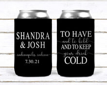 Load image into Gallery viewer, Custom Wedding Favors. Personalized Bachelorette or Birthday Party Favors. Custom Wedding Shower Favors. Wedding can Huggers!