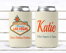 Load image into Gallery viewer, Vegas Party Cans. Vegas Slim Bachelorette or Birthday Girl's weekend Favors. Vegas Bachelorette Party Favors. Custom vegas Party huggers.