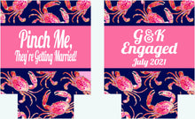 Load image into Gallery viewer, Crab Party Huggers. Slim Bachelorette or Birthday Beach Favors. Crab theme Favors. OCMD Beach Vacation! Skinny Can Crab Boil Favors