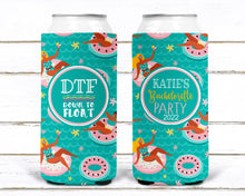 Load image into Gallery viewer, Floats Personalized Huggers. Lake or River Party Favors. Girls Float Trip Weekend Favors. Custom Pool Party or Bachelorette Party Favors!