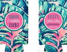 Load image into Gallery viewer, Palm Leaves Party Huggers. Tropical Wedding or Bachelorette Party Favors. Girl's Weekend Family Vacation Beach Favors.