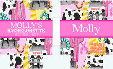 Load image into Gallery viewer, Cowgirl theme Bachelorette or Birthday Slim Can Favors. Personalized Austin or Nashville Party. Custom Disco Cowgirl Party Favors.
