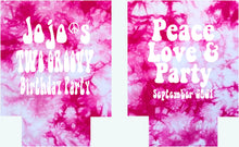 Load image into Gallery viewer, Tie Dye Party Huggers. Hippie 70's tie dye Birthday Party Huggers. Dirty 30. 70's theme Party. The Bride. Slim Can.