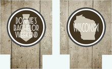 Load image into Gallery viewer, Bachelor Party Woodgrain Huggers. Lake Party Huggers! Bachelor Party Favors. Wood Grain Huggers. Lake Weekend Huggers.