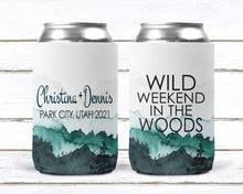 Load image into Gallery viewer, Mountain Party Can Huggers. Mountain Bachelor or Birthday Favors.Asheville Bachelorette Favors. Camping Bachelorette Party! Mountain Wedding