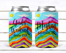 Load image into Gallery viewer, Mountain Party Can Huggers. Mountain Bachelor or Birthday Favors.Asheville Bachelorette Favors. Camping Bachelorette Party! Mountain Wedding