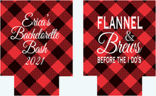 Load image into Gallery viewer, Buffalo Plaid Party Huggers. Flannel look Birthday Coolies! Plaid Bachelorette Party Favors too! Buffalo Check Huggers. Lumberjack Party!