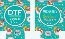Load image into Gallery viewer, Floats Personalized Huggers. Lake or River Party Favors. Girls Float Trip Weekend Favors. Custom Pool Party or Bachelorette Party Favors!