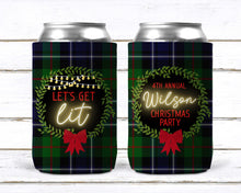 Load image into Gallery viewer, Plaid Christmas Party Huggers. Lets Get Lit Christmas Family Party Favors. Christmas Bachelorette Favors. Christmas Wedding Shower!