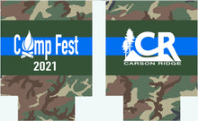 Load image into Gallery viewer, Camo Huggers. Cocktails and Campfires Party Huggers! Bachelorette Party Favors! Glamping or Camping Party! Camping Birthday. Girls weekend!