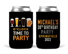 Load image into Gallery viewer, Beer O'Clock Party huggers. 21 30 40 50 Beer Birthday Favors! Bachelor Party Gifts. Cheers and Beers Party favors. Birthday Party favors