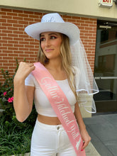 Load image into Gallery viewer, Cowboy Boot 4" double Satin Sash. Bachelorette or Birthday Sash. Getting Hitched Austin or Nashville Party Premium Satin Sash.