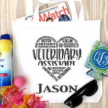 Load image into Gallery viewer, Veterinarian Tote bag. Vet Tech Tote Bag. Personalized Vet Assistant bag. Great Veterinarian theme gift! Vet Assistant Gift! Vet Tech Gift!