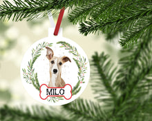 Load image into Gallery viewer, Greyhound Ornaments. Personalized Whippet Tree Ornament! Greyhound or Whippet Gift. Custom Greyhound or Whippet Gifts! Rescue Dog Mom gift!