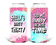 Load image into Gallery viewer, 80's Theme Party Huggers. Slim Can 80's Birthday or Bachelorette Huggers. Retro Birthday Coolies. 80's Prom Party favors!